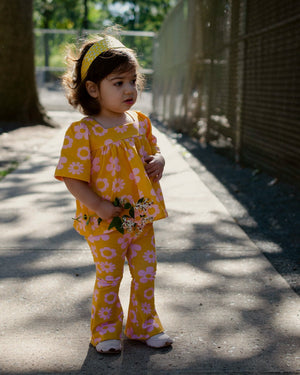 Printed Daisy Jersey Knit Bell Bottoms for Baby Toddler and Girls