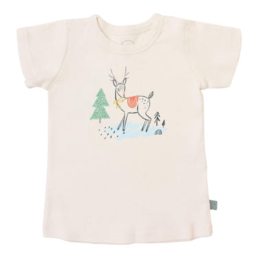 Christmas deer graphic tee for babies, perfect festive top for holiday celebrations.