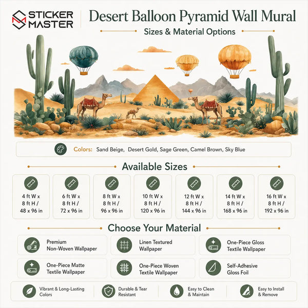 Desert Balloon Pyramid Wall Mural by Sticker Master