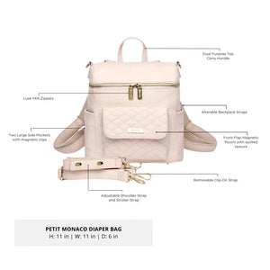 Pastel pink Petit Diaper Bag at angle 9, stylish and functional for modern parents.