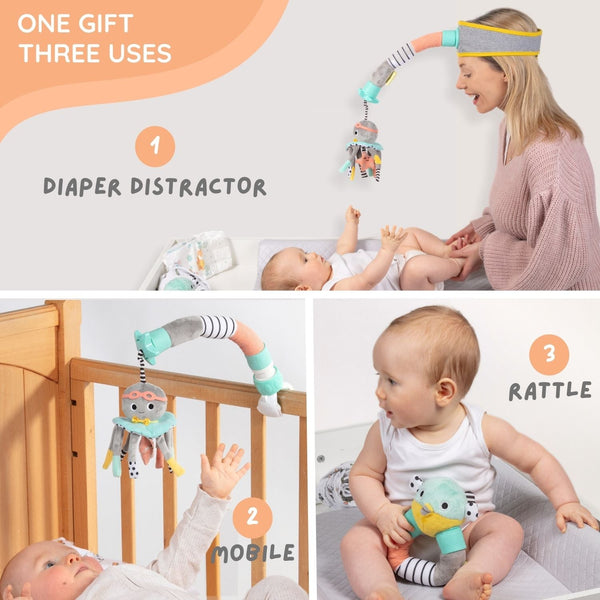 Dingle Dangle 3-in-1 Baby Gift Set displayed from angle 2, featuring colorful toys and accessories for infants.