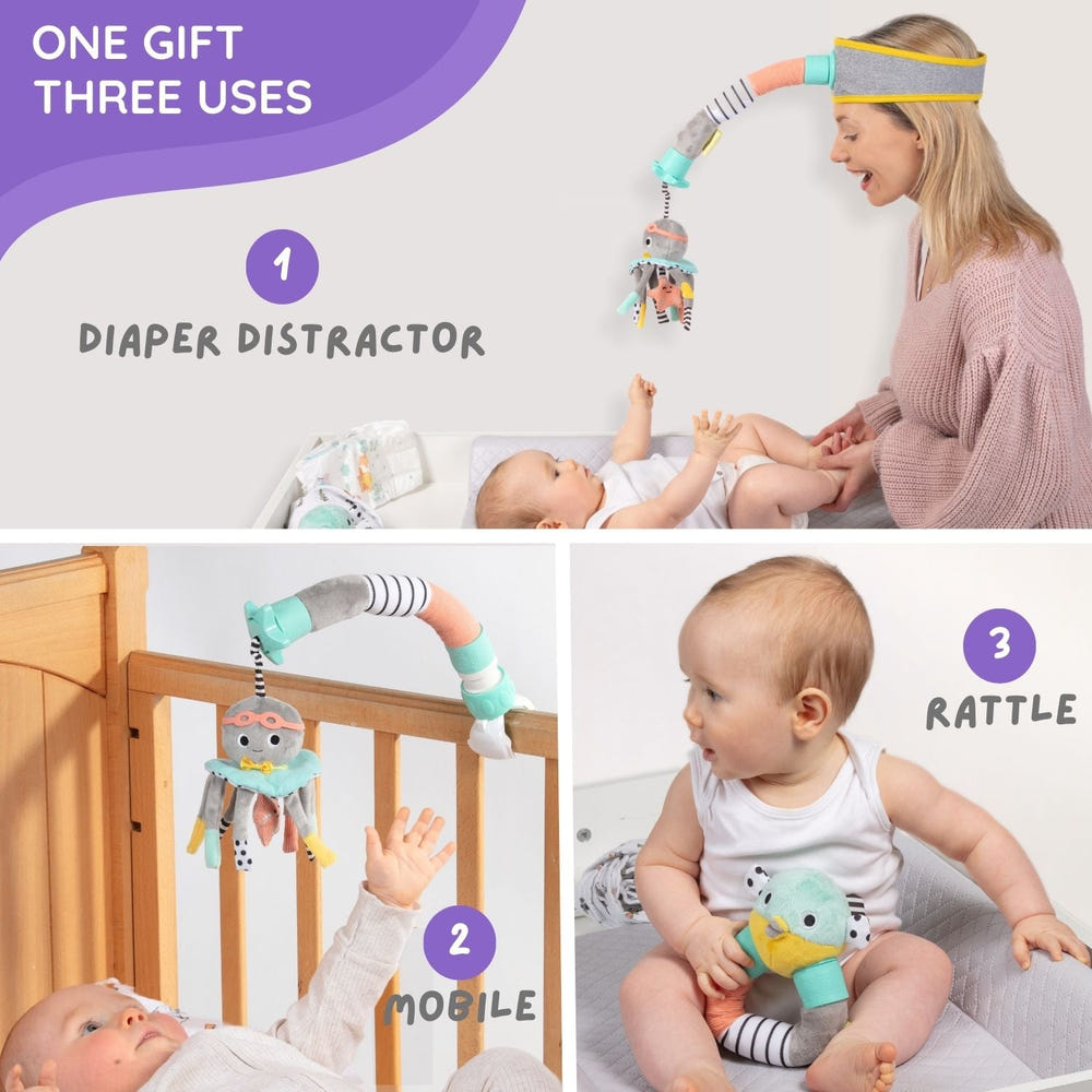 Deluxe Dingle Dangle Baby Gift Set for strollers and travel systems, featuring colorful toys and accessories.