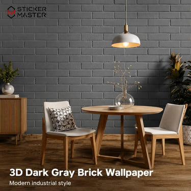 3D Dark Gray Brick Wallpaper / Industrial Brick Wall Mural by Sticker Master