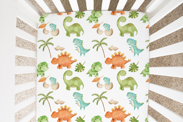 Fitted Crib Sheet - Dinosaurs