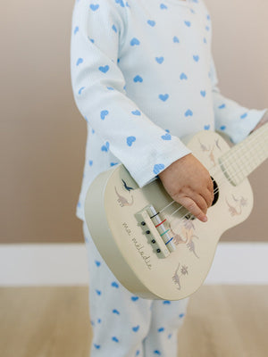 Leni & Romi | Kids Ribbed Cotton Set - Skydream Blue Hearts
