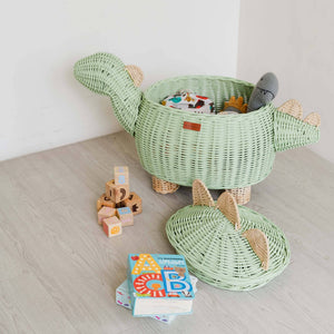Dinosaur Storage Basket Mint Green - Large