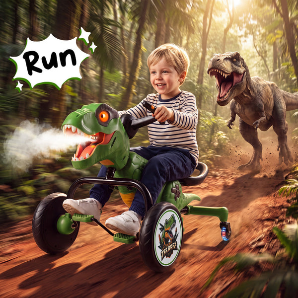 Dinosaur Drift Tricycle with Lights and Spray and 360-Degree Spin Mode