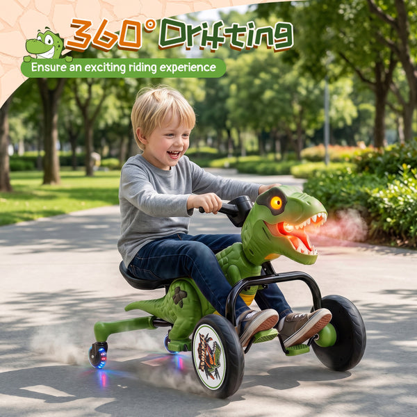 Dinosaur Drift Tricycle with Lights and Spray and 360-Degree Spin Mode