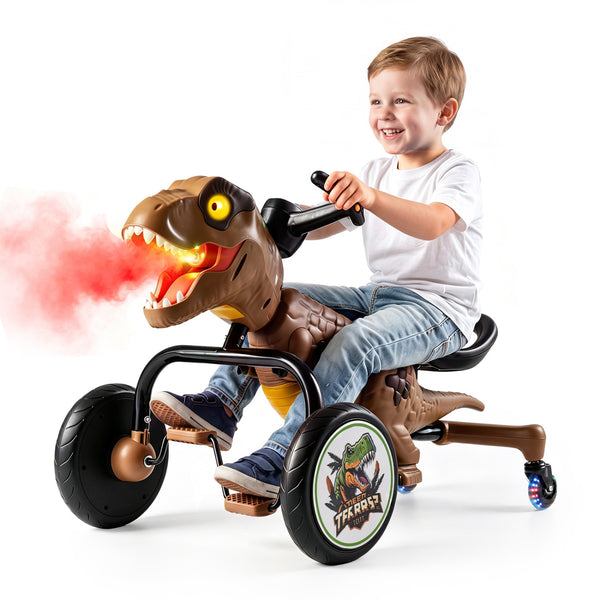 Dinosaur Drift Tricycle with Lights and Spray and 360-Degree Spin Mode
