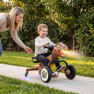 Dinosaur Drift Tricycle with Lights and Spray and 360-Degree Spin Mode