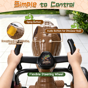Dinosaur Drift Tricycle with Lights and Spray and 360-Degree Spin Mode