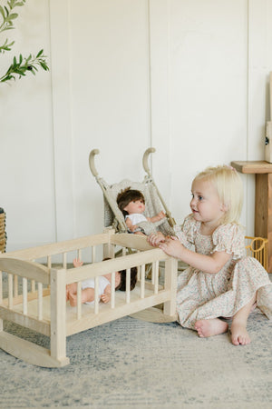 Bebenita | Wooden Baby Doll Cradle Bed in Natural Birch