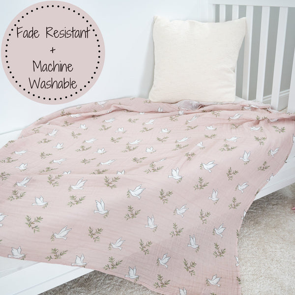 Dove Baby Swaddle Muslin Blanket