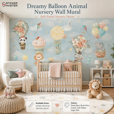 Dreamy Balloon Animal Nursery Wall Mural
