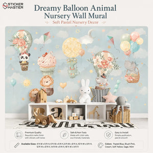 Dreamy Balloon Animal Nursery Wall Mural