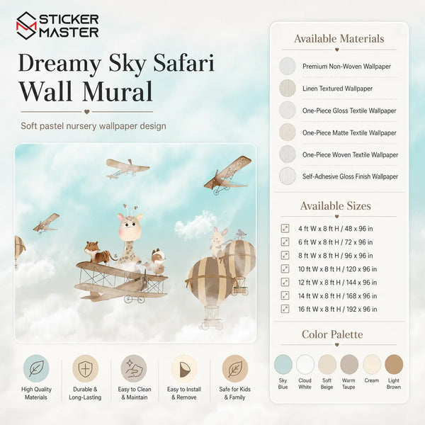 Dreamy Sky Safari Wall Mural