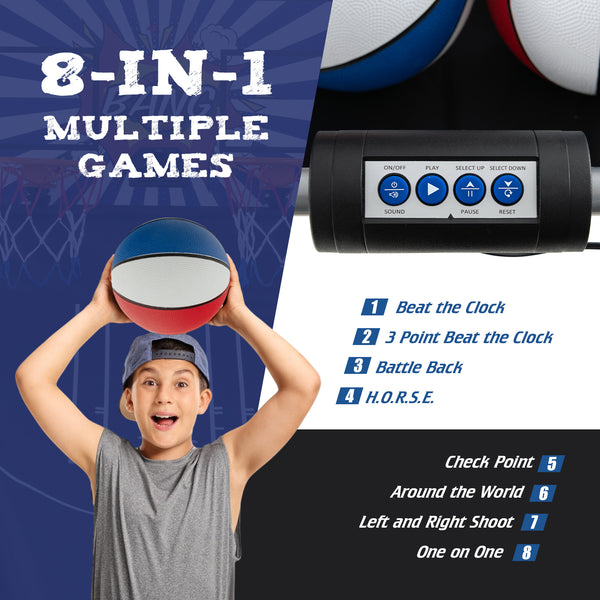 Dual Shot Basketball Arcade Game with 8 Game Modes and 4 Balls for Kids & Family