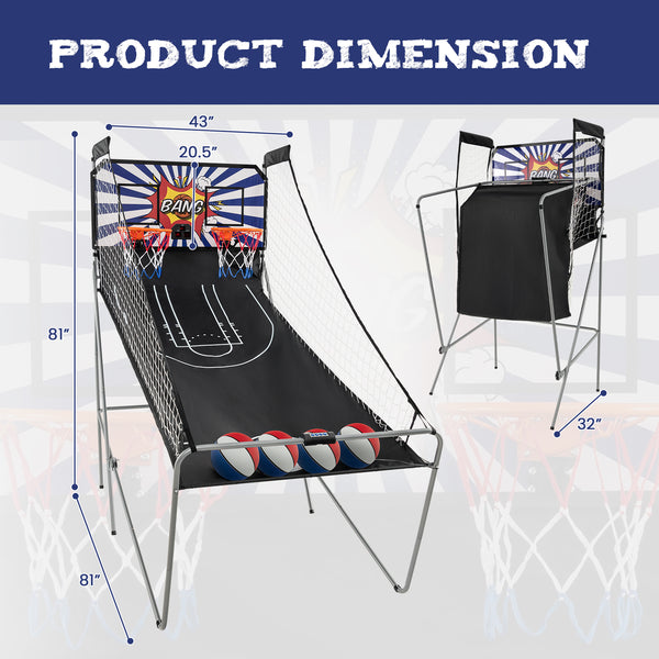 Dual Shot Basketball Arcade Game with 8 Game Modes and 4 Balls for Kids & Family