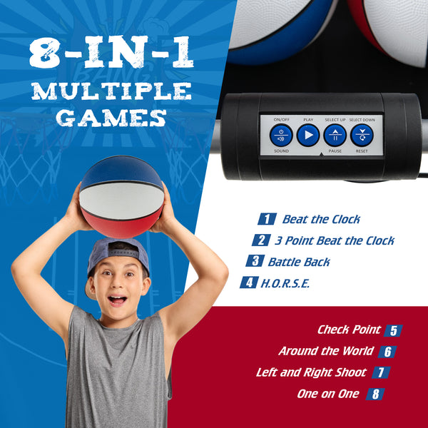 Dual Shot Basketball Arcade Game with 8 Game Modes and 4 Balls for Kids & Family