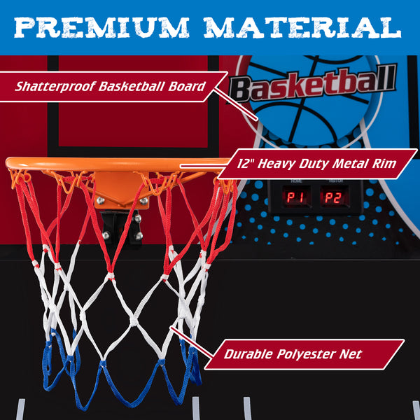 Dual Shot Basketball Arcade Game with 8 Game Modes and 4 Balls for Kids & Family