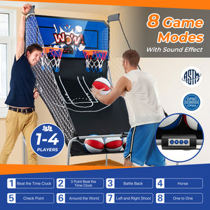 Dual Shot Basketball Arcade Game with 8 Game Modes and 4 Balls for Kids & Family