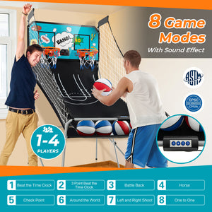 Dual Shot Basketball Arcade Game with 8 Game Modes and 4 Balls for Kids & Family