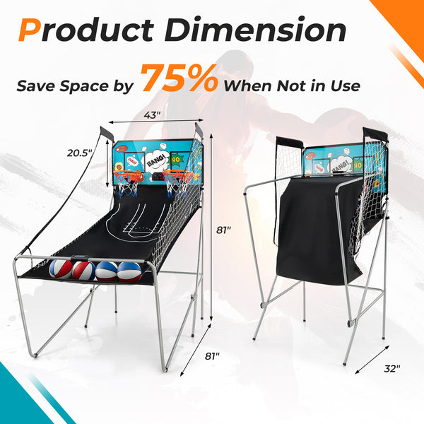 Dual Shot Basketball Arcade Game with 8 Game Modes and 4 Balls for Kids & Family