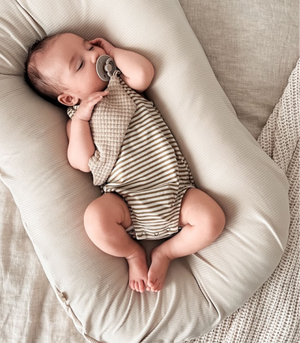Oat Ribbed Baby Lounger Cover