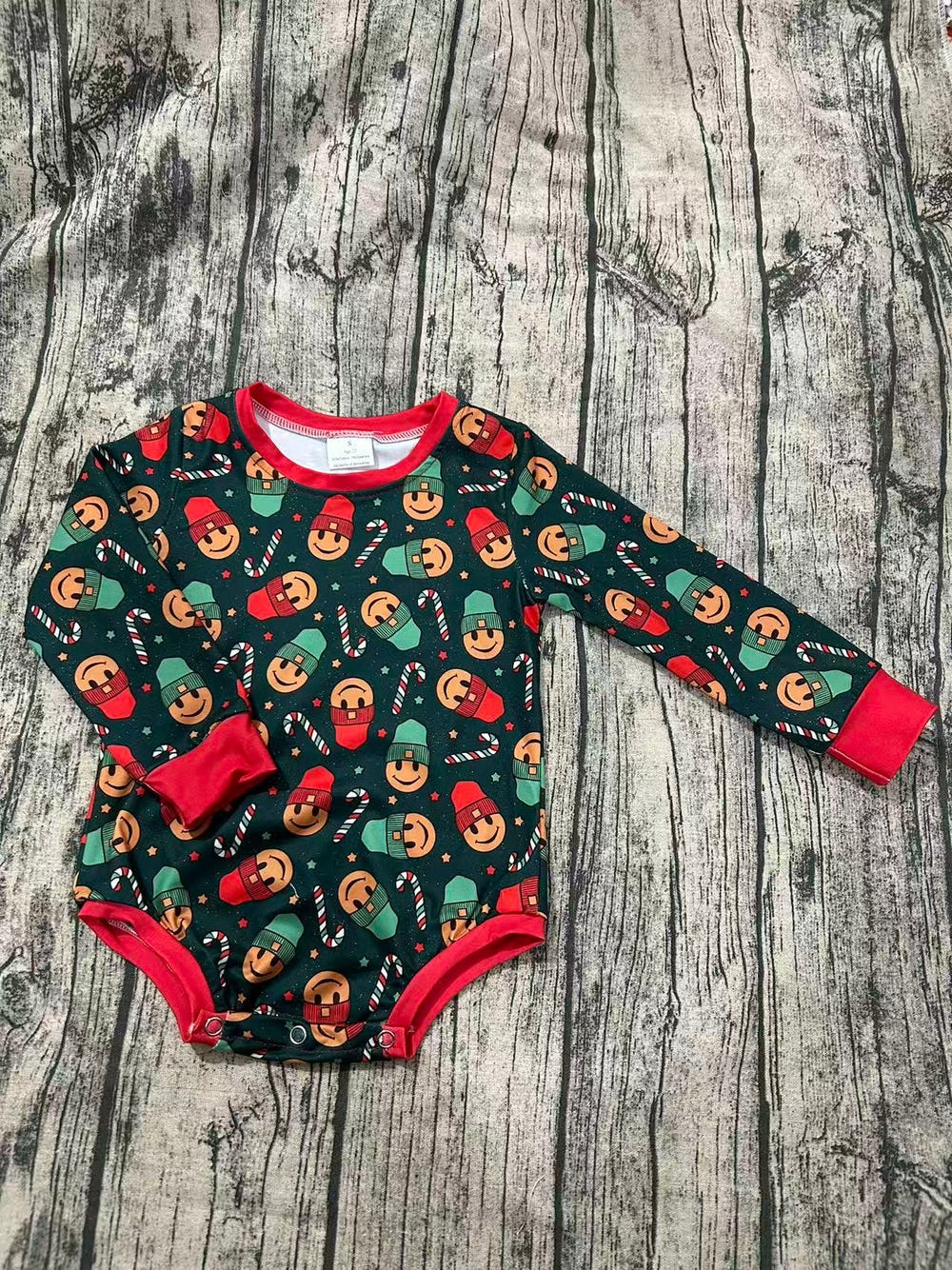 Smiley candy cane long sleeve Leo for babies, perfect for festive playtime and cozy comfort.