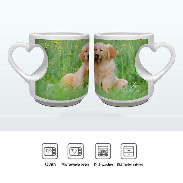 Custom Printed Ceramic Mug with Heart Handle - Upload your Photo