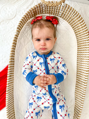 Red White & Bows Bamboo Zippy Pajamas