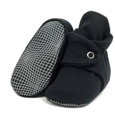 Organic Cotton Baby Booties, Non-Slip Sole, Cotton Newborn Booties Home Nursery Shoes, Black
