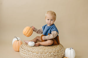 Color Block Sweatshirt Romper by Salt and Pine x LJC for babies, featuring a stylish design in angle 12 view.