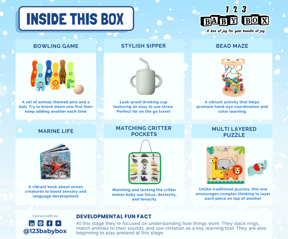 Montessori Educational Box for toddlers (19-21 months) featuring engaging activities, perfect for learning and play.