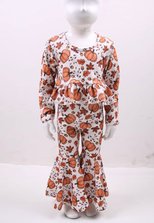 Pumpkin & leaves high waisted ruffle bell set