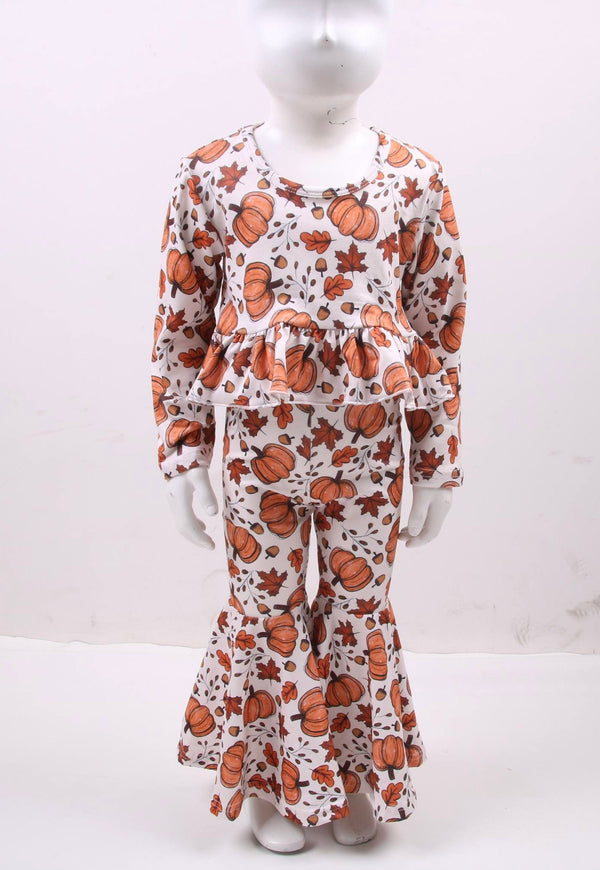 Pumpkin & leaves high waisted ruffle bell set