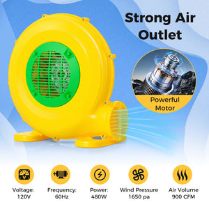 480W Bounce House Blower with Handle and Ground Stakes - Heavy-Duty