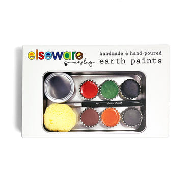 Handmade Earth Paints set of 6 natural colors for babies, perfect for safe and creative playtime activities.