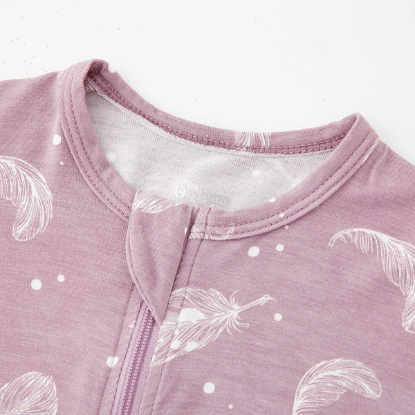 Bamboo Long Sleeve Zip Footless Baby Pajamas - Feather Mauve
