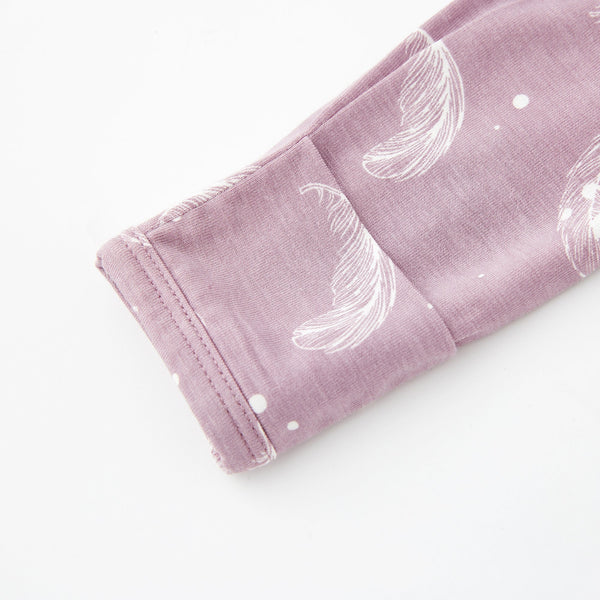 Bamboo Long Sleeve Zip Footed Pajamas - Feather Mauve