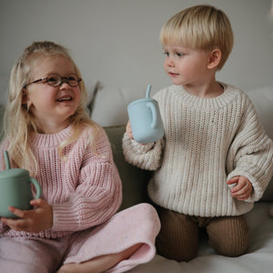 Mushie Silicone Training Cup with Removable Lid and Straw
