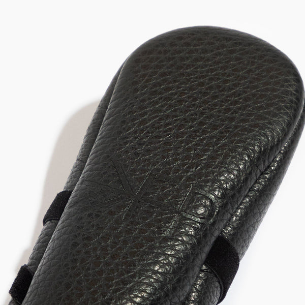 Ebony ballet slipper baby shoe, angle 4 view, perfect for little dancers.