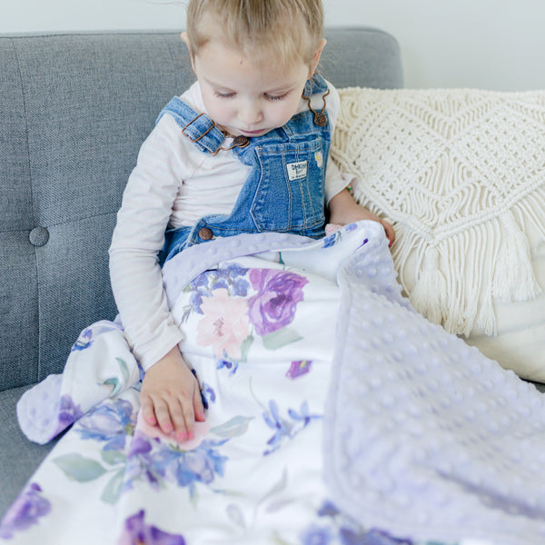 Premium Baby & Toddler Blanket - Purple & Blush Floral