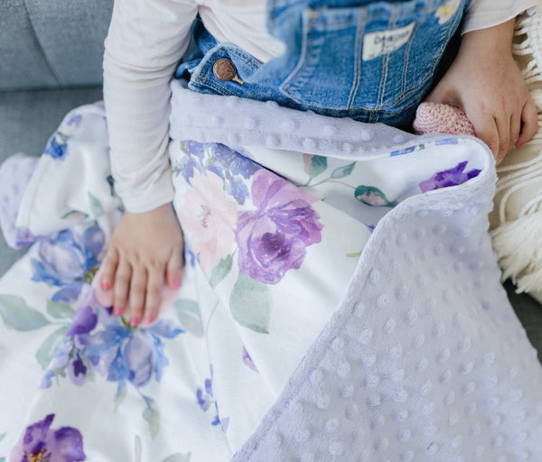 Premium Baby & Toddler Blanket - Purple & Blush Floral