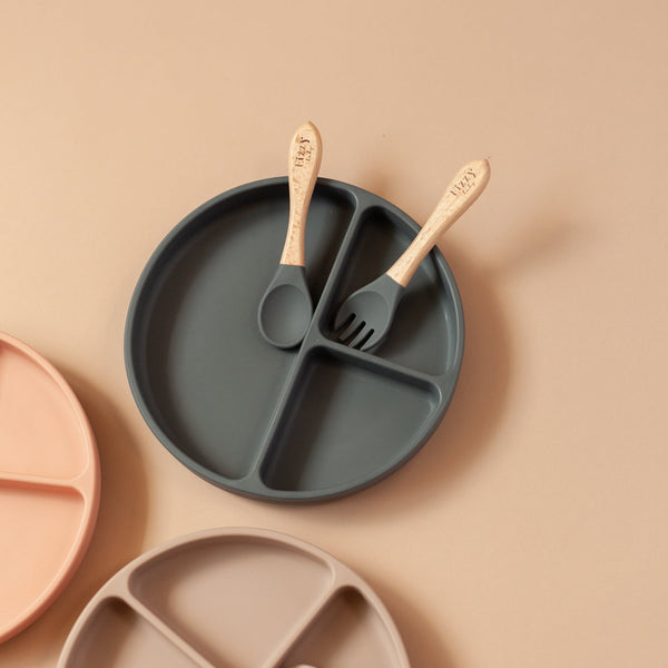 Bamboo Spoon and Fork Set (Dark Grey)