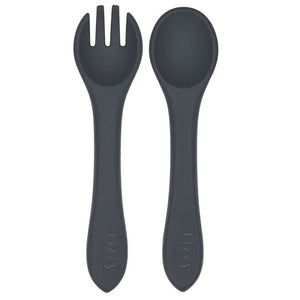 Silicone Spoon and Fork Set (Dark Gray) - MOOGCO Baby