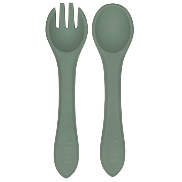 Silicone Spoon and Fork Set (Sage) - MOOGCO Baby