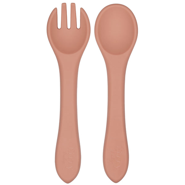 Silicone Spoon and Fork Set (Muted Pink) - MOOGCO Baby