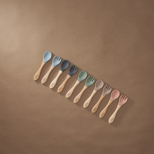 Bamboo Spoon and Fork Set (Sage) - MOOGCO Baby