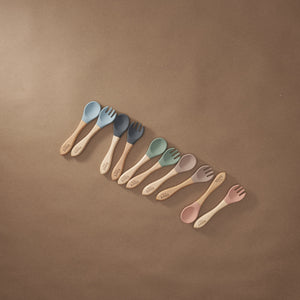 Bamboo Spoon and Fork Set (Sage) - MOOGCO Baby